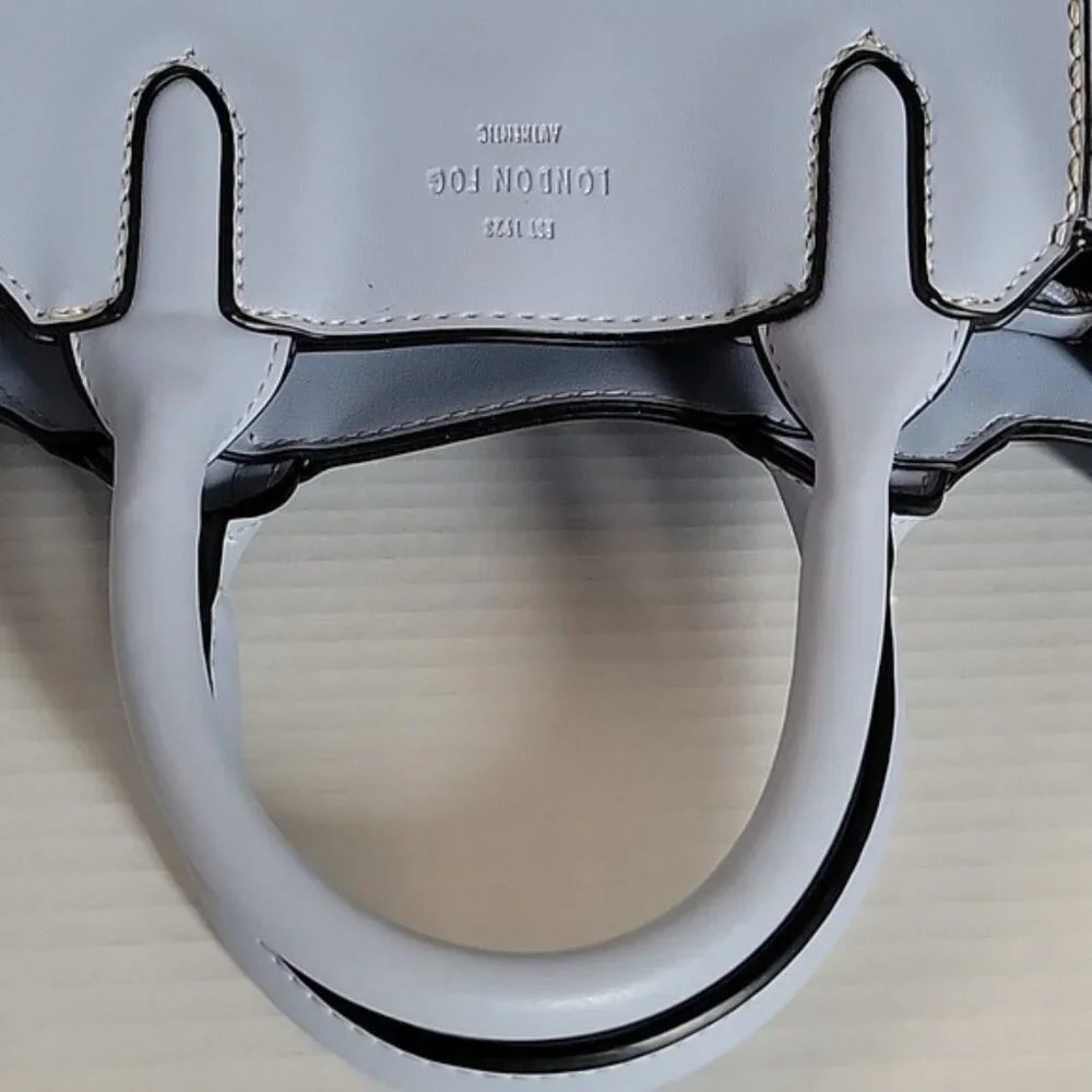 London Fog Belmont Azul Pascua Pequeño Leather Handle Bag Purse Women's Woman's